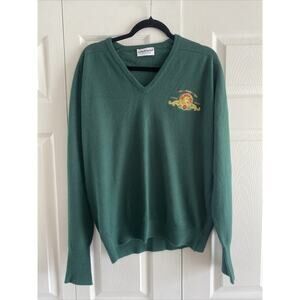 Vintage La Mode Du Golf Mens XL Green Sweater MGM Studios Logo Old Hollywood